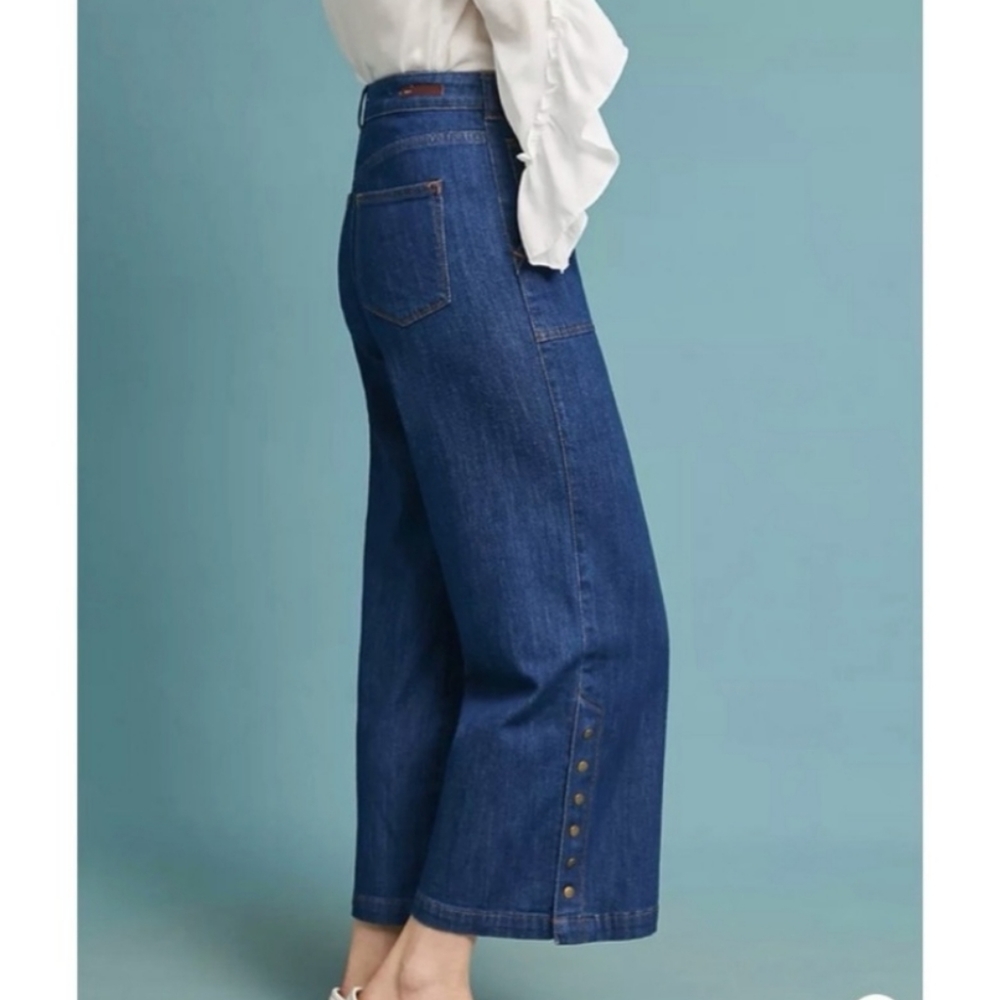 Anthropologie Pilcro and the Letterpress Wide Leg Crop Button Up Ankle Jeans 26 - Picture 4 of 15